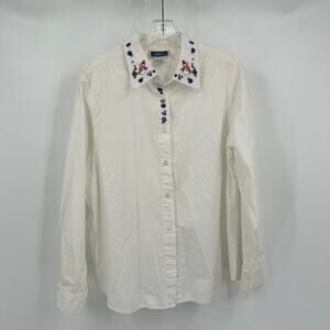 Bryn Connelly Women Christmas Embroidered‎ Western Shirt Size 16 Festive Holiday